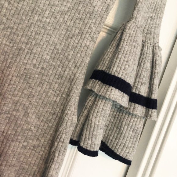 FRAME | Ruffle-Cuff Sleeves Rib-Knit Wool Sweater | Size XS - Picture 4 of 7
